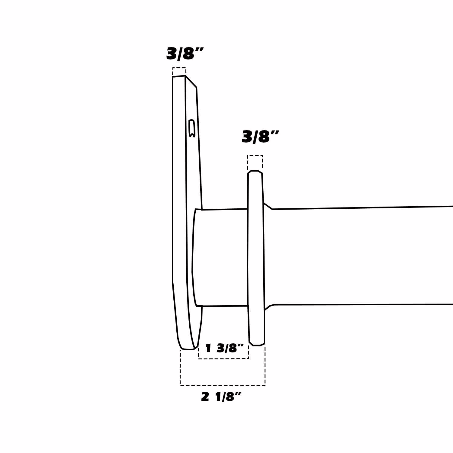 Dimensions on end piece of spool bar